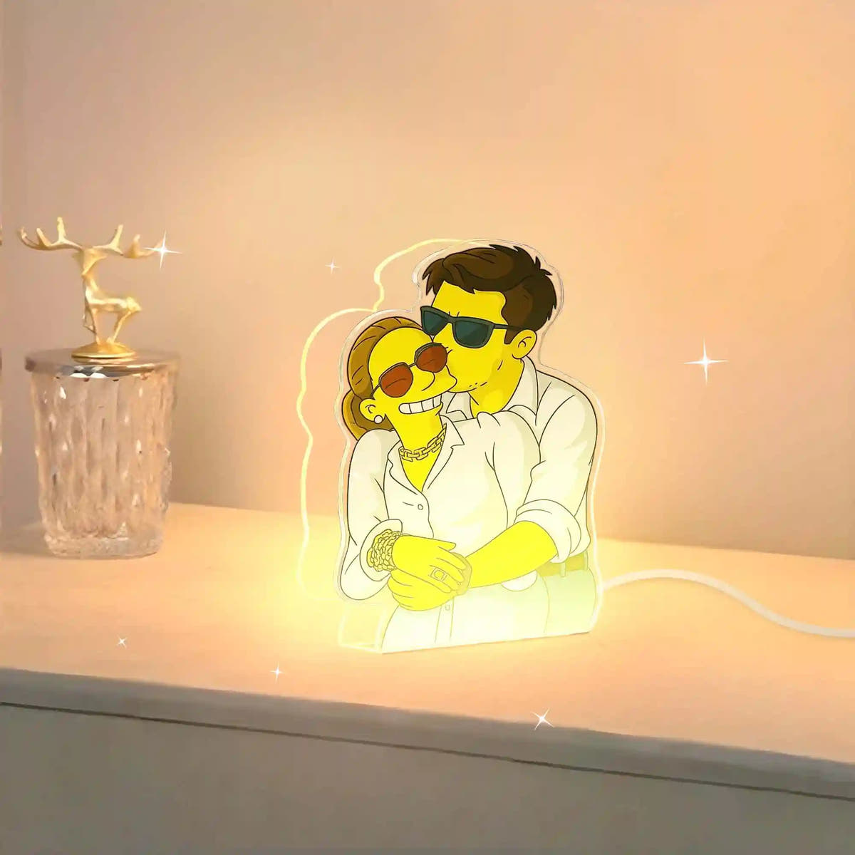 Lámpara metacrilato personalizada efecto 3D estilo Los Simpson para aniversario