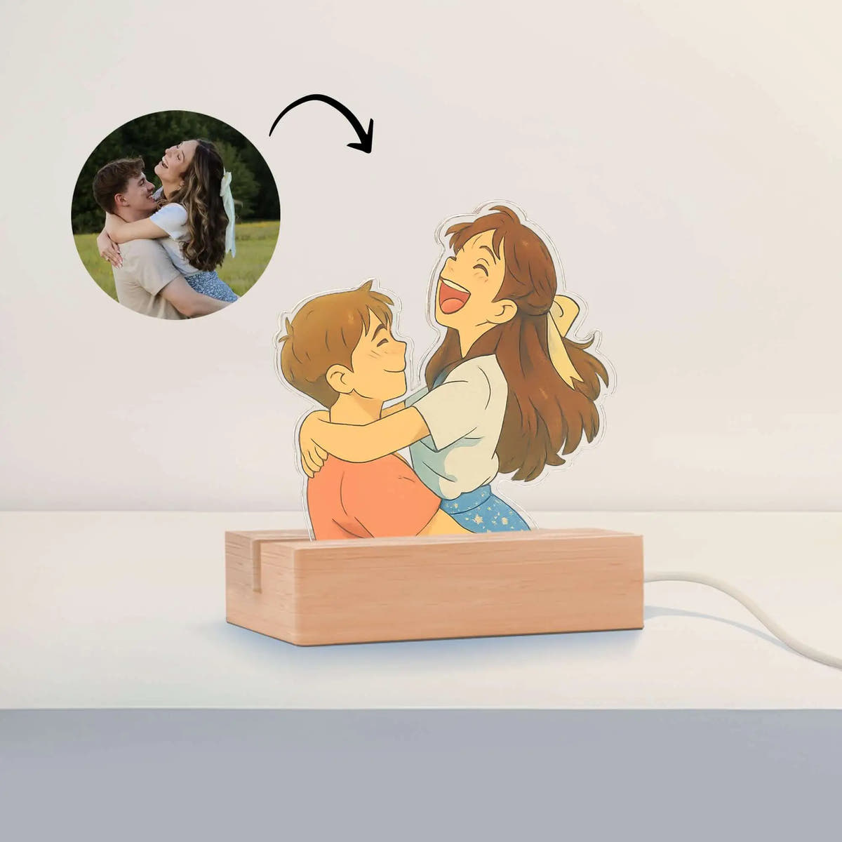 Lámpara estilo GHIBLI con base de madera