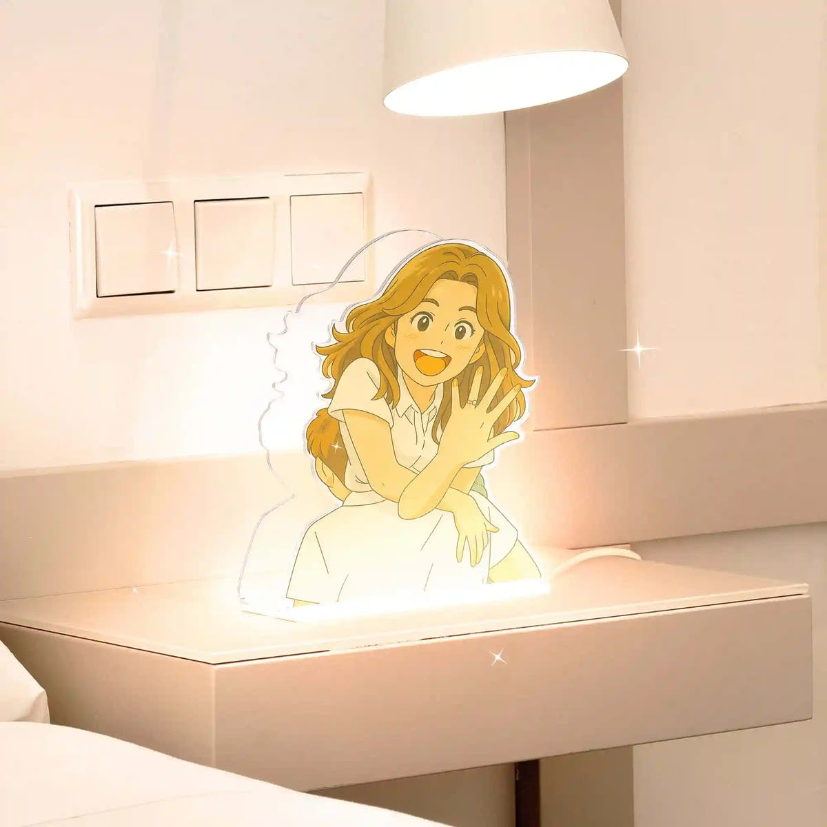 Lámpara metacrilato personalizada efecto 3D estilo Ghibli para Aniversario
