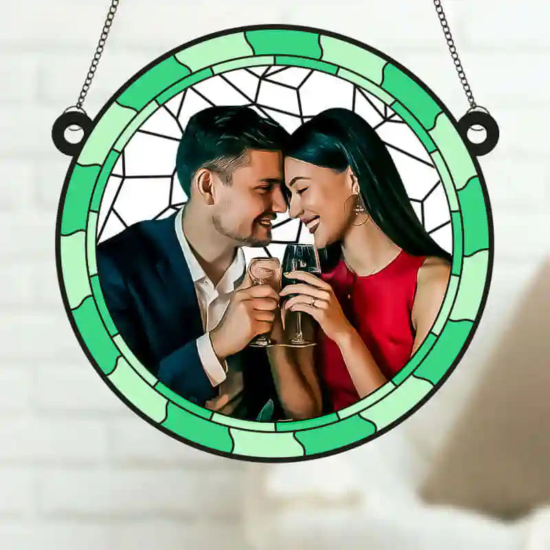 Atrapasol de Aniversario Personalizado con Foto de Pareja en Metacrilato