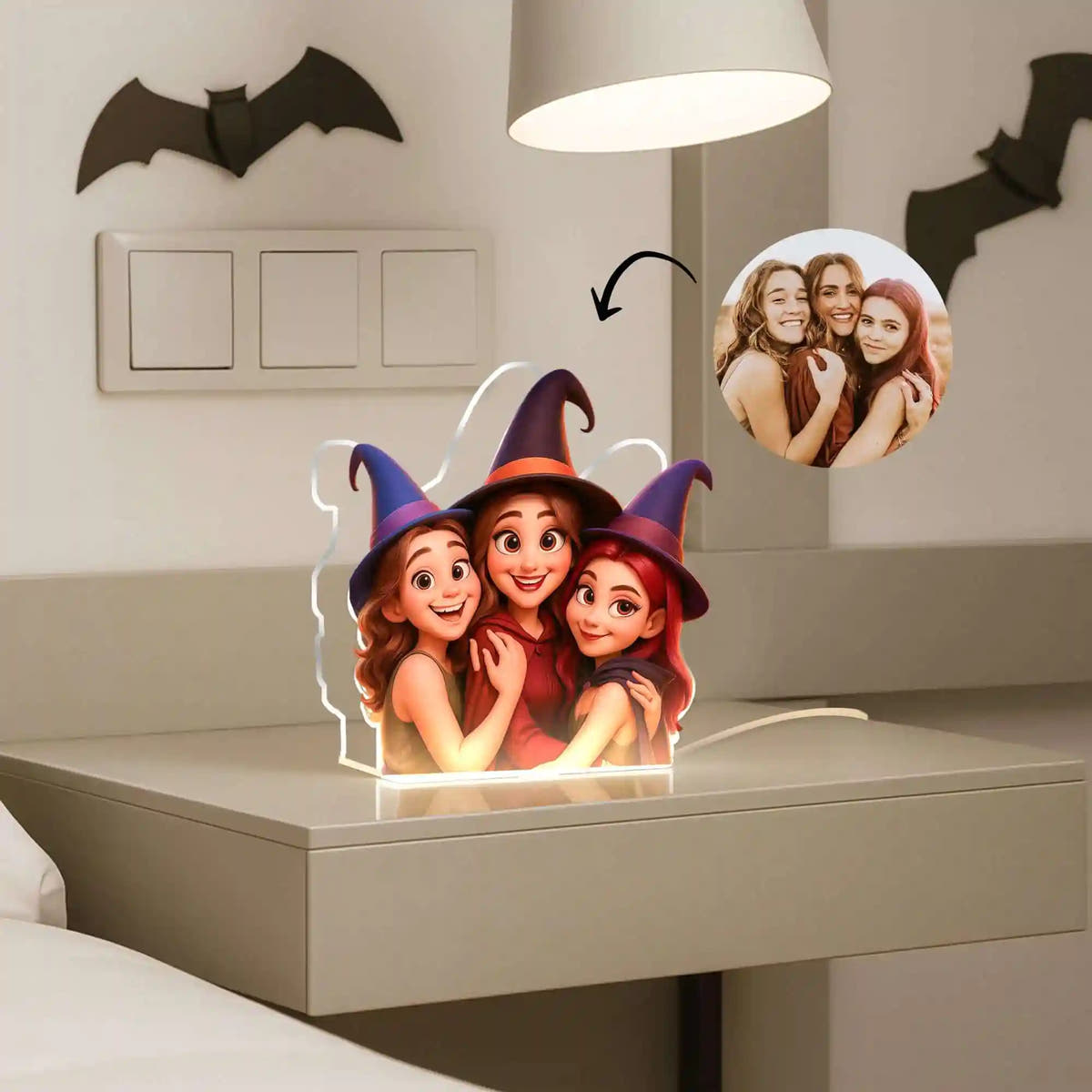 Lámpara de Halloween Personalizada con Foto en Metacrilato