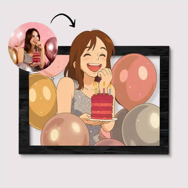 Cuadro estilo GHIBLI Para Cumpleaños