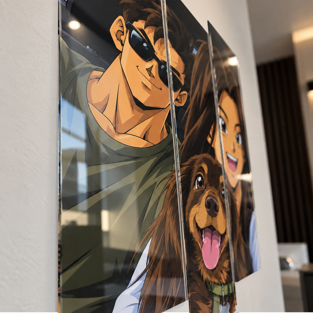 Cuadro de Grupo Estilo Dragon Ball de 4 Paneles en Metacrilato con Efecto 3D