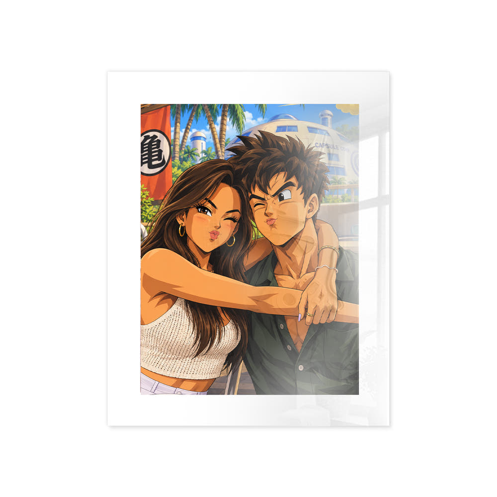 Cuadro Vertical de Pareja en Metacrilato Estilo Dragon Ball con Marco