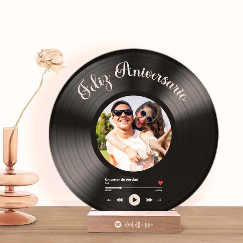 Il tuo disco in vinile con la tua foto e il codice QR SPOTIFY