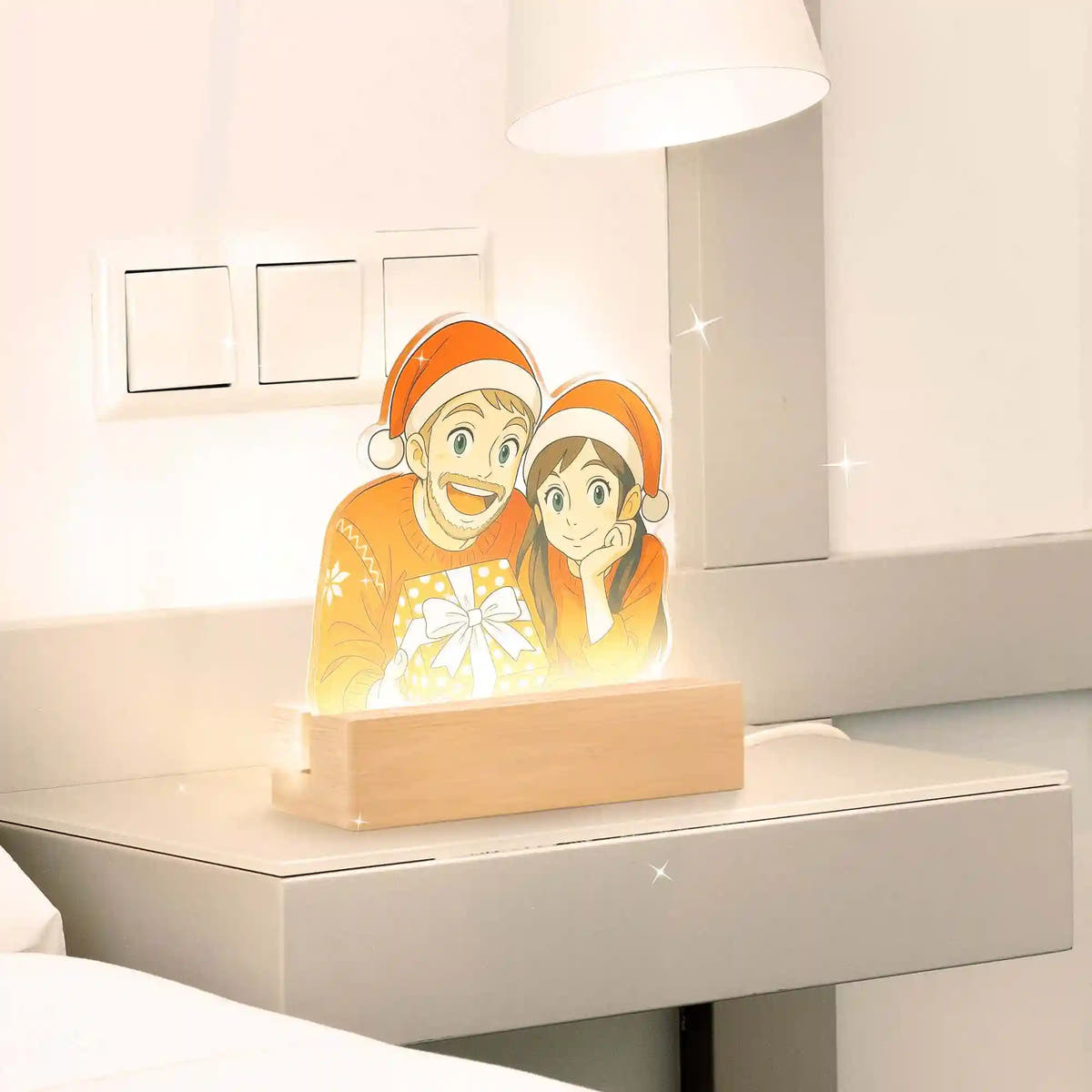 Lampe de style GHIBLI avec base en bois pour Noël