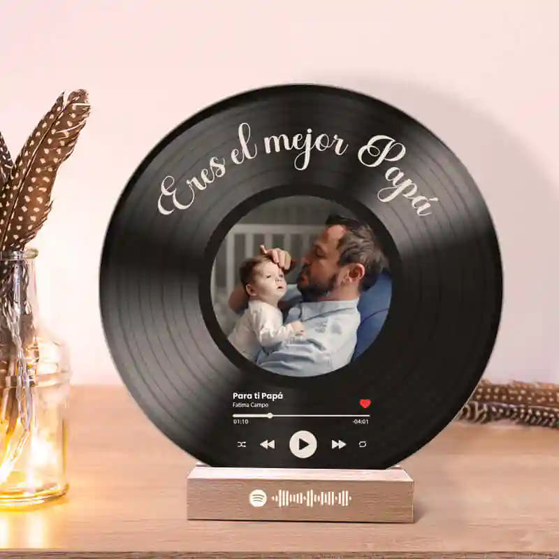 Deine Schallplatte mit deinem Foto und QR SPOTIFY für Papa