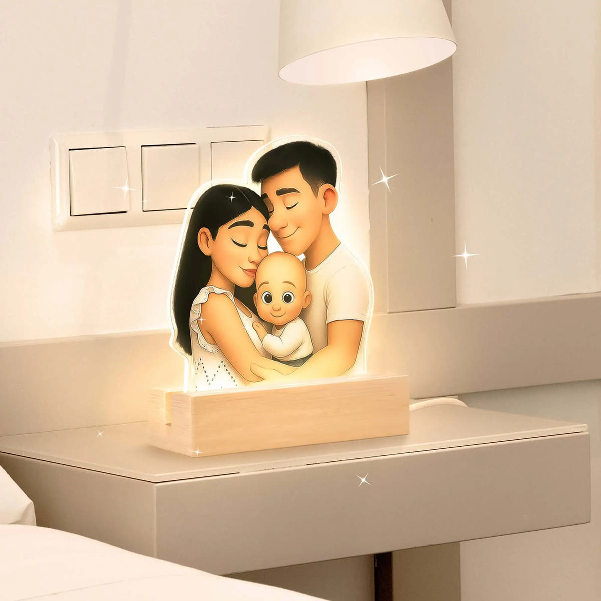 Lámpara Estilo CARICATURA con base de madera PARA MAMÁ