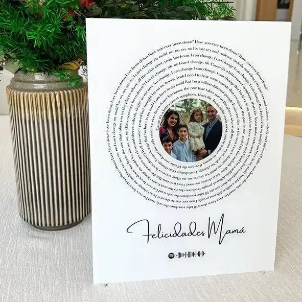 Cuadro Personalizado con Letra de Canción y Foto en Metacrilato