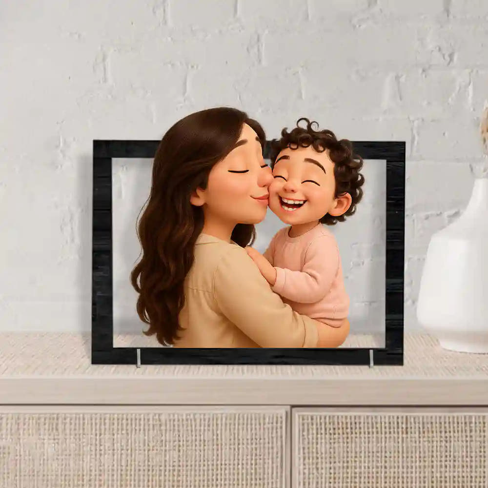 Custom 3D-Effect Acrylic wall art in Cartoon Style for Mom