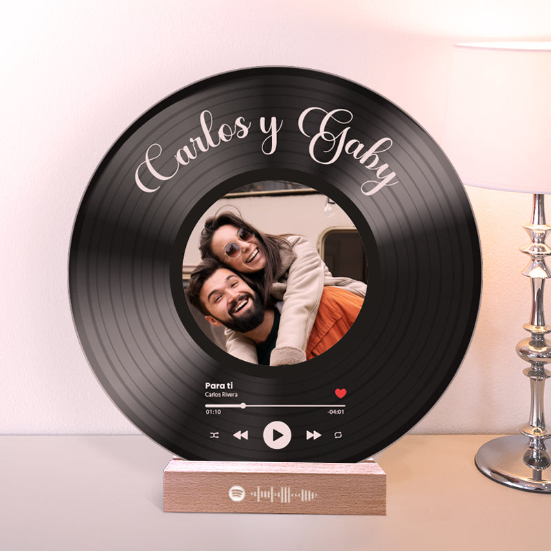Il tuo disco in vinile con la tua foto e il codice QR SPOTIFY