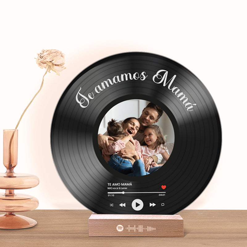 Il tuo disco in vinile con la tua foto e il codice QR SPOTIFY