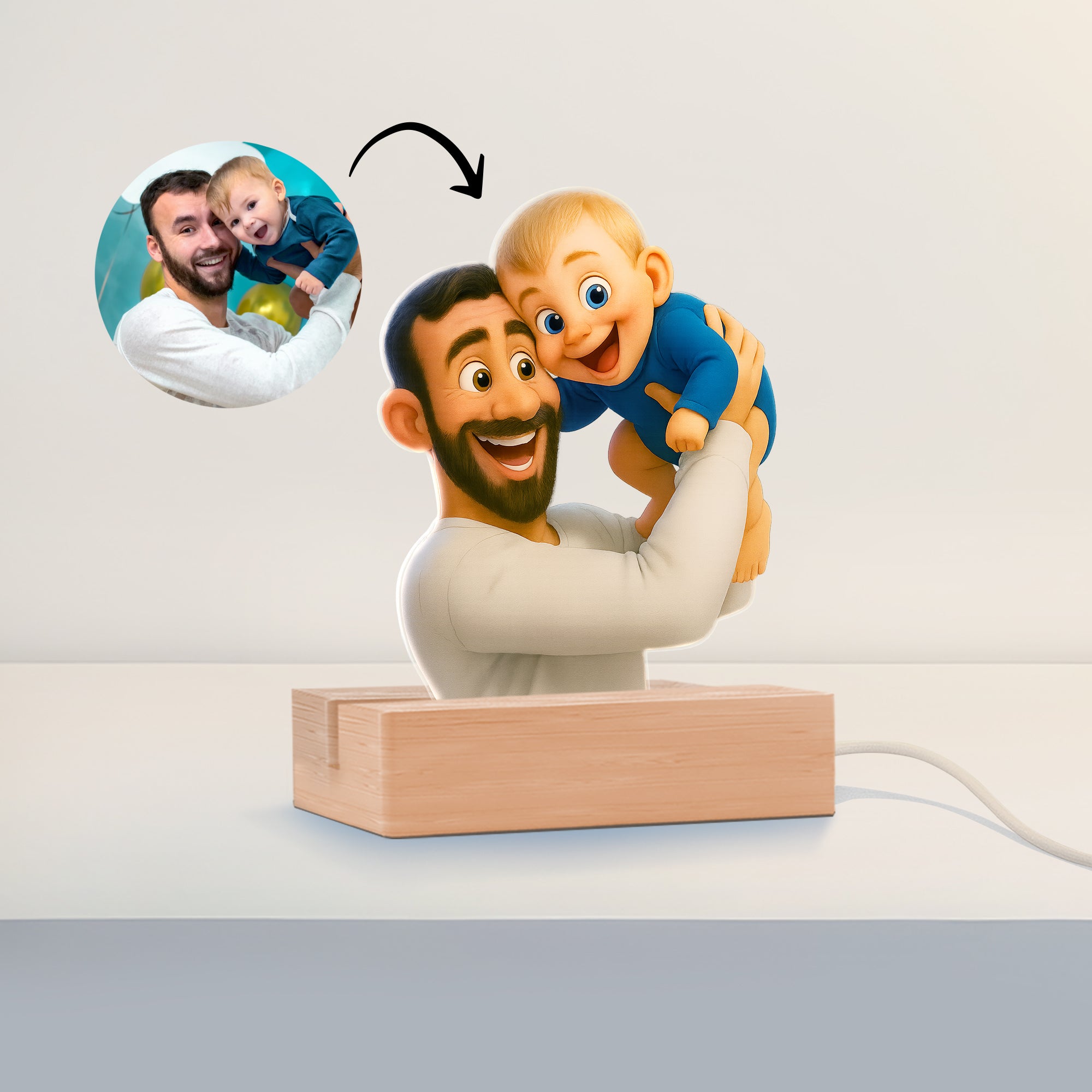 Lámpara Estilo Disney con base de madera PARA PAPÁ