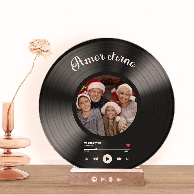 Il tuo disco in vinile con la tua foto e il codice QR SPOTIFY