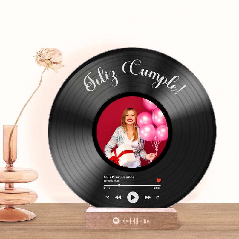 Votre disque vinyle avec votre photo et QR code SPOTIFY