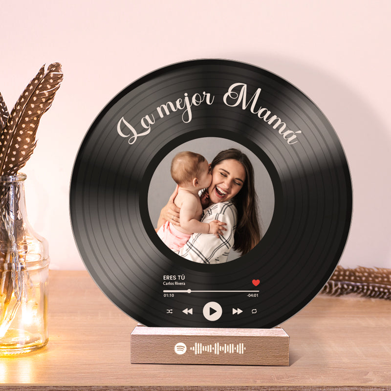 Il tuo disco in vinile con la tua foto e il codice QR SPOTIFY