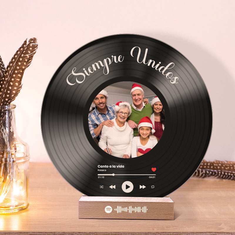 Il tuo disco in vinile con la tua foto e il codice QR SPOTIFY