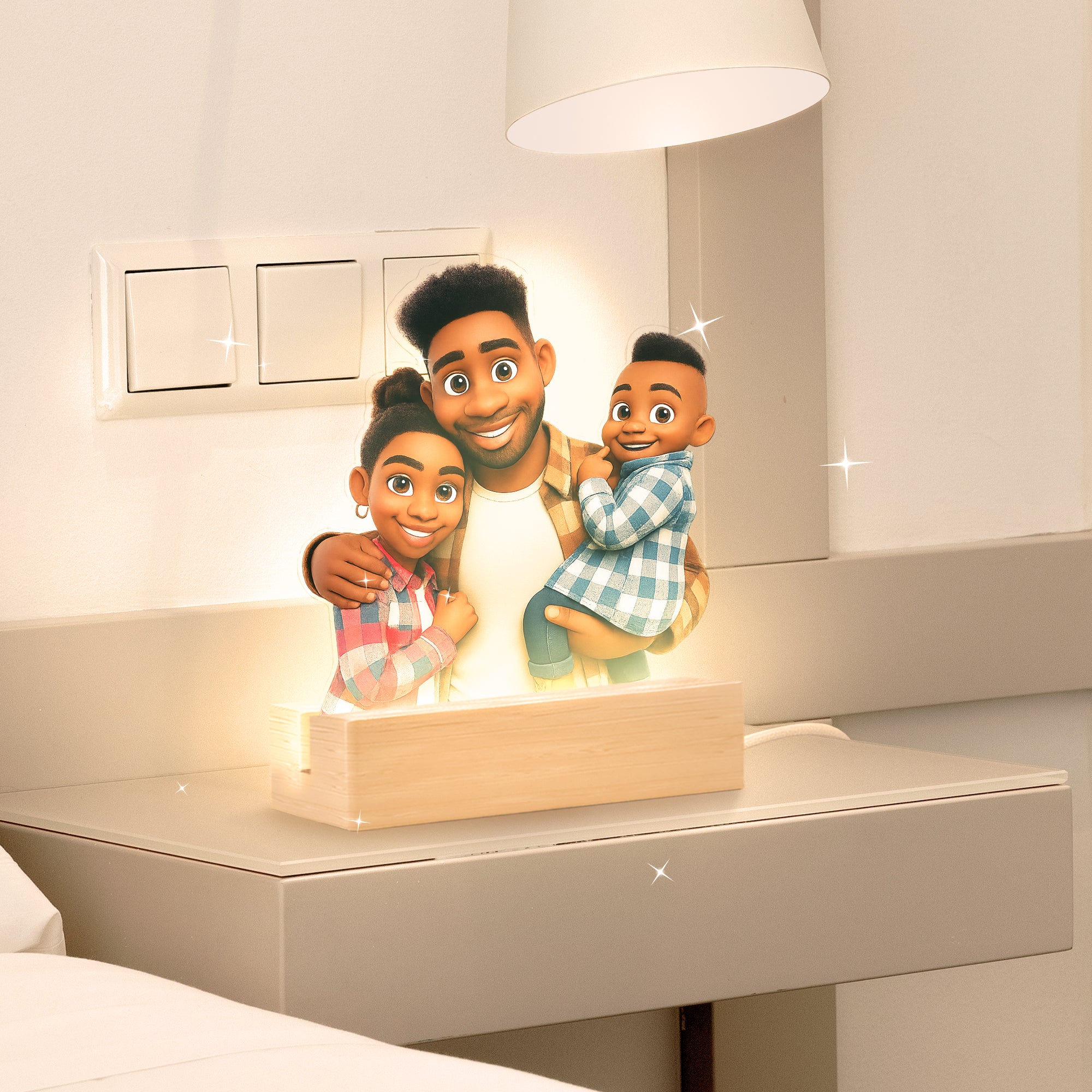 Lámpara Estilo Disney con base de madera PARA PAPÁ