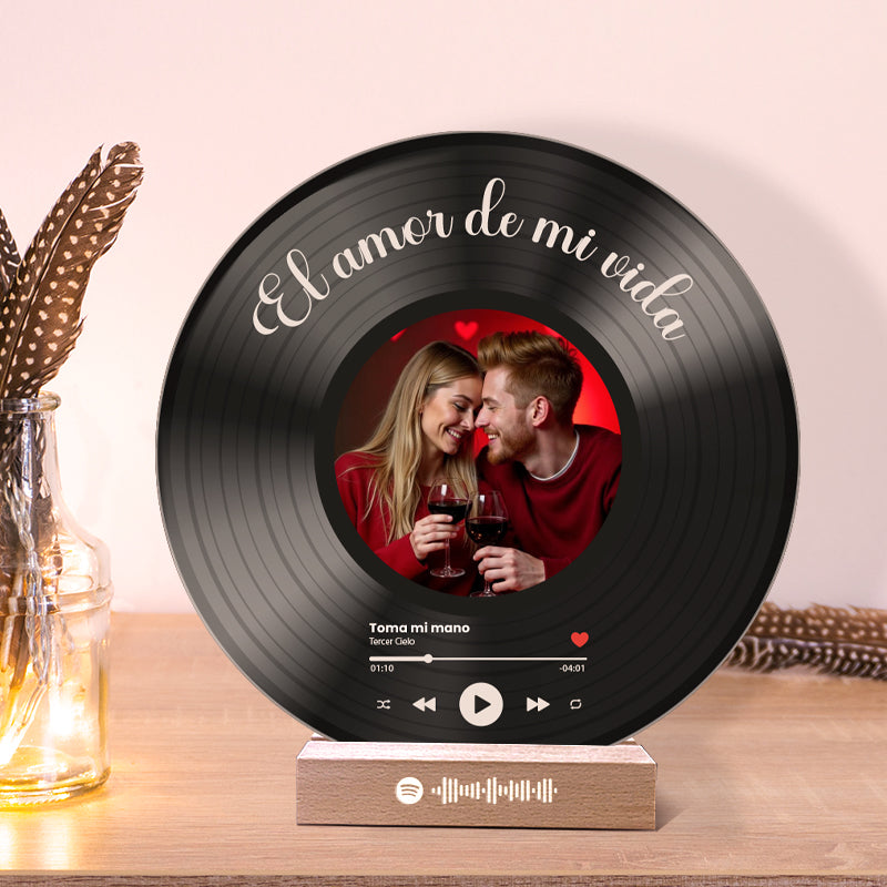 Il tuo disco in vinile con la tua foto e il codice QR SPOTIFY