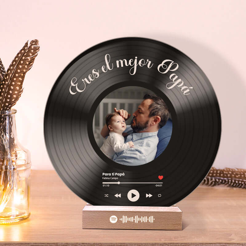Your vinyl record with your photo and Spotify QR code for Dad