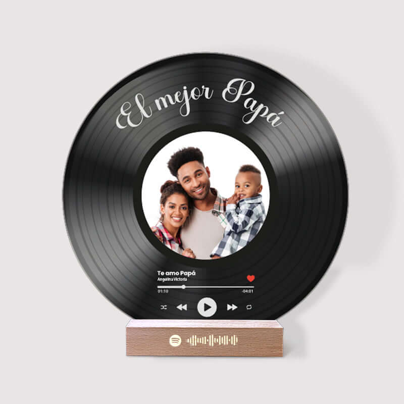 Your vinyl record with your photo and Spotify QR code for Dad