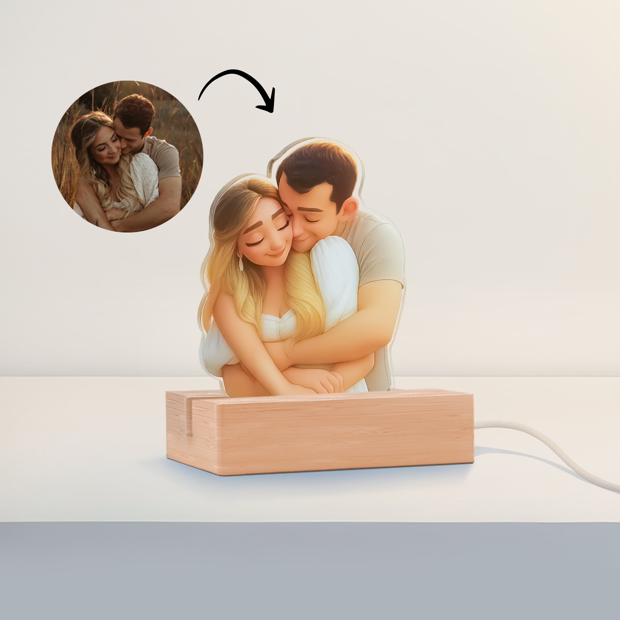 Lámpara Estilo Disney con base de madera PARA ANIVERSARIO