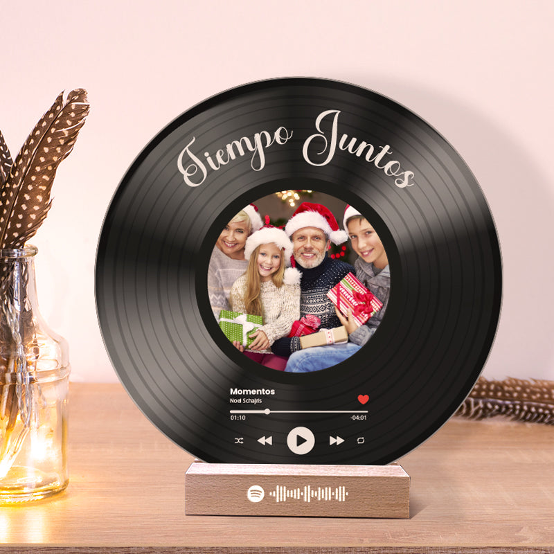 Il tuo disco in vinile con la tua foto e il codice QR SPOTIFY