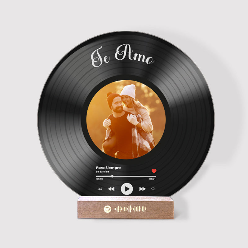 Il tuo disco in vinile con la tua foto e il codice QR SPOTIFY