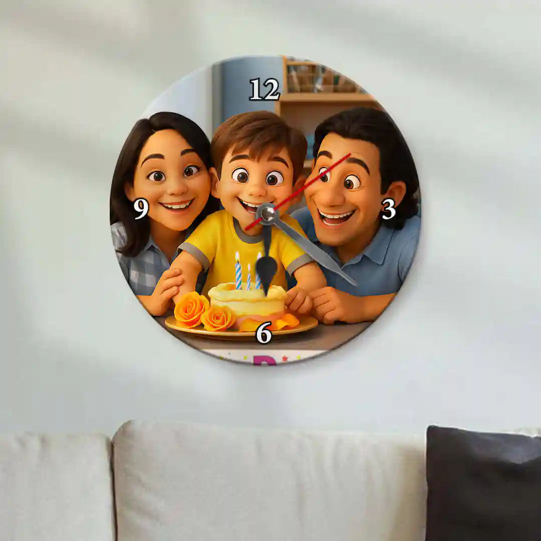 RELOJ ESTILO CARICATURA para Cumpleaños