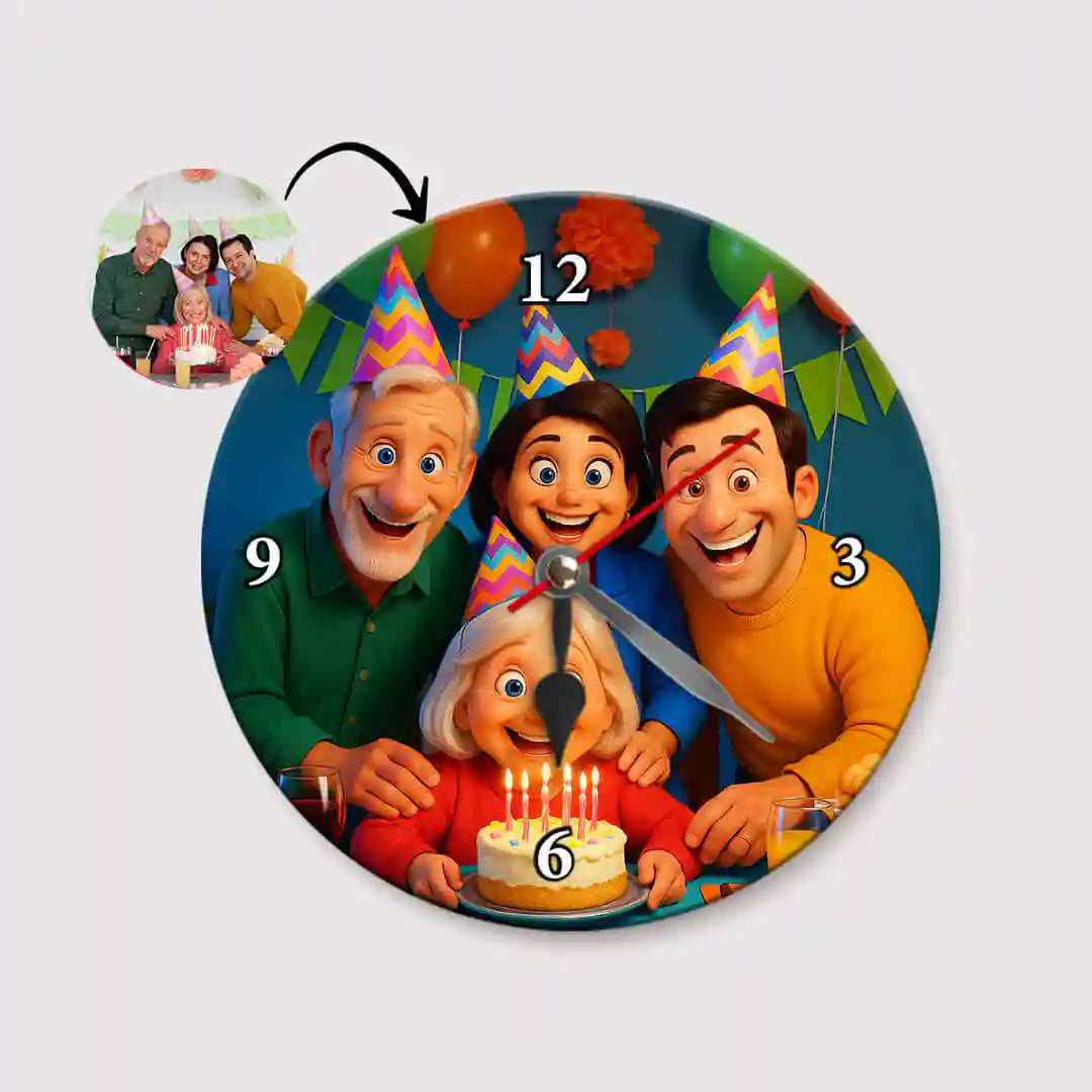 RELOJ ESTILO CARICATURA para Cumpleaños