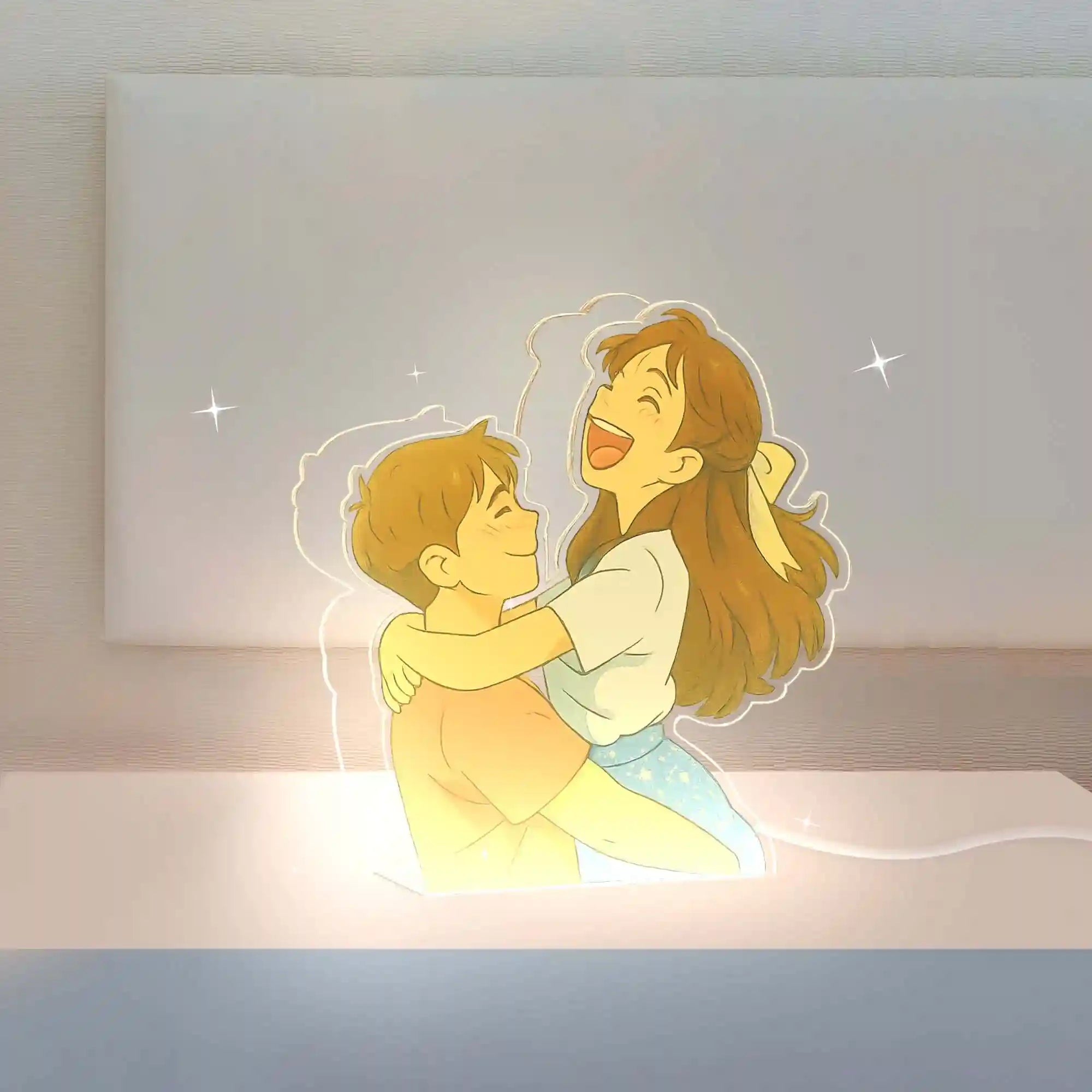 Lámpara metacrilato personalizada efecto 3D estilo Ghibli para Aniversario