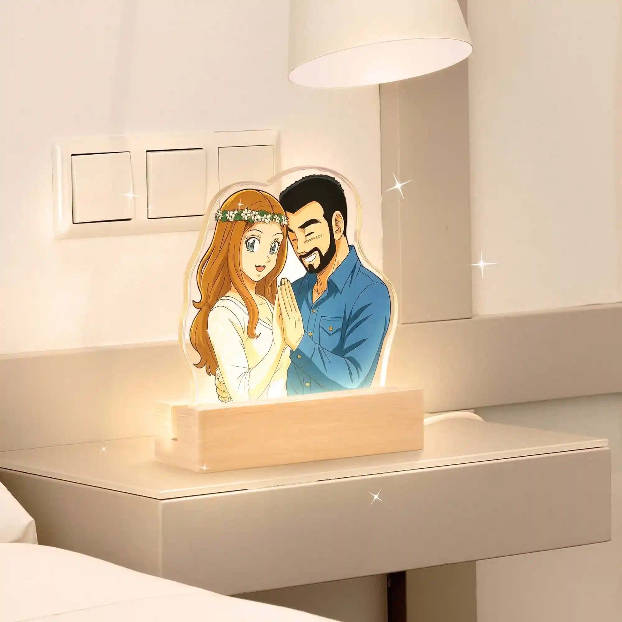 Lampe style DRAGONBALL avec base en bois
