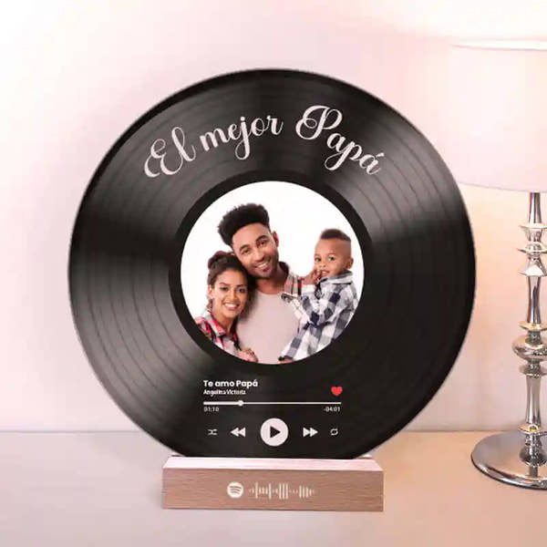 Tu disco de vinilo con tu foto y QR SPOTIFY para Papá