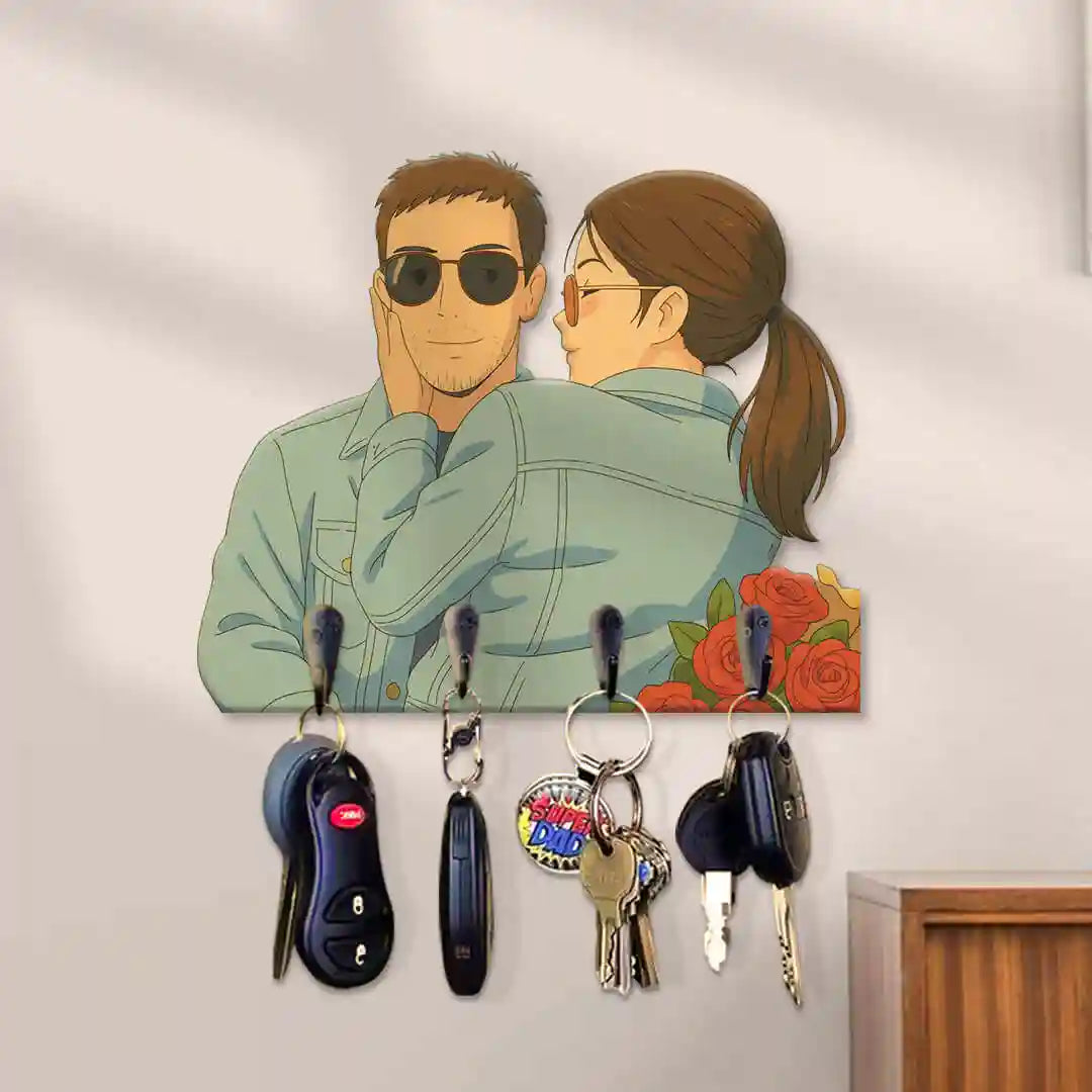 Colgador llaves pared metacrilato personalizado efecto 3D estilo Ghibli