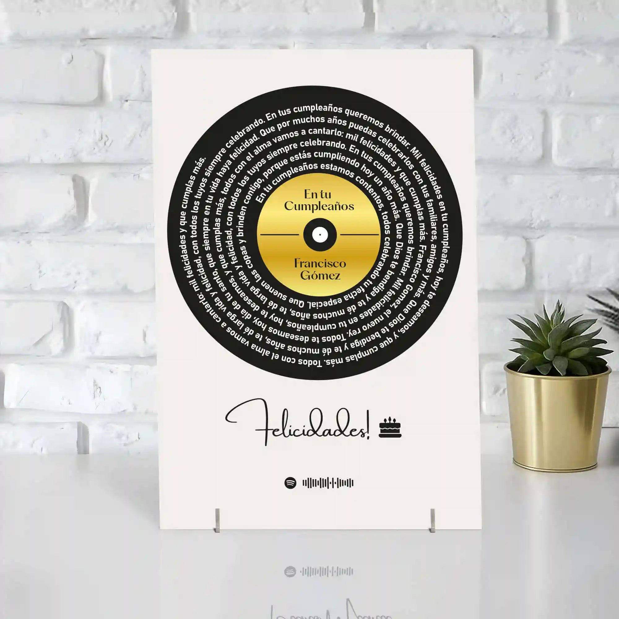 Cuadro con letra canción SPOTIFY para Cumpleaños