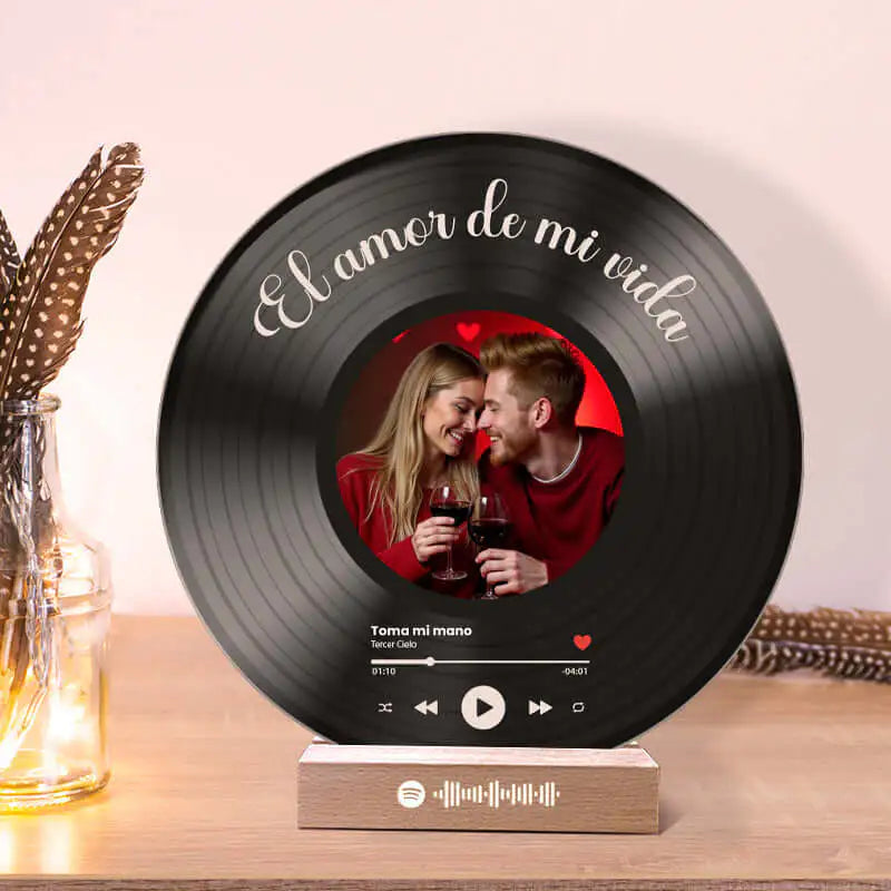 Tu disco de vinilo con tu foto y QR SPOTIFY