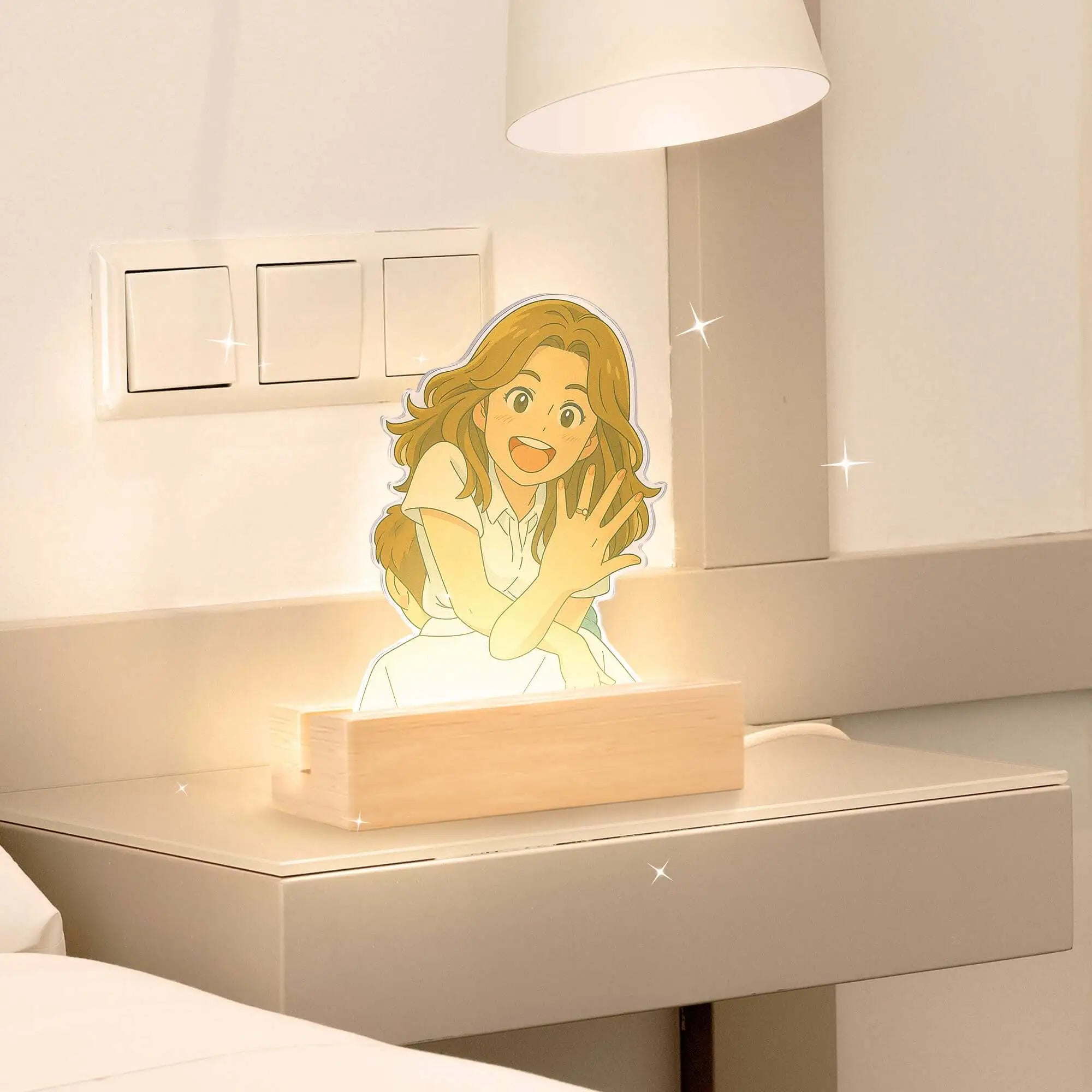 Lámpara estilo GHIBLI con base de madera