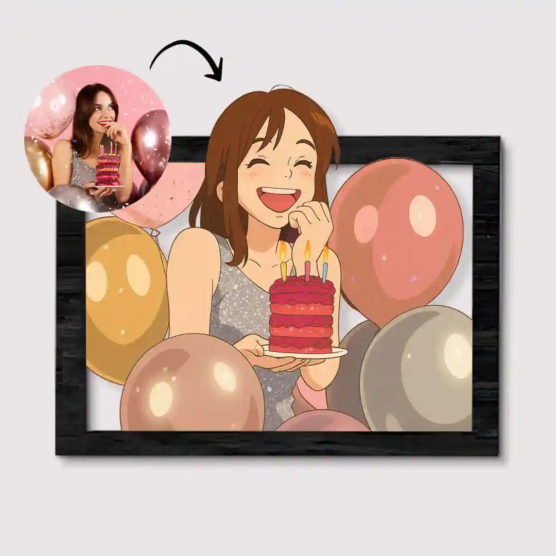 Cuadro estilo GHIBLI Para Cumpleaños