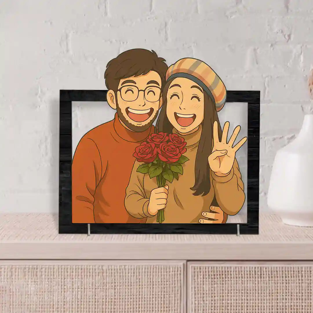 Cuadro metacrilato personalizado efecto 3D estilo Ghibli para Aniversario