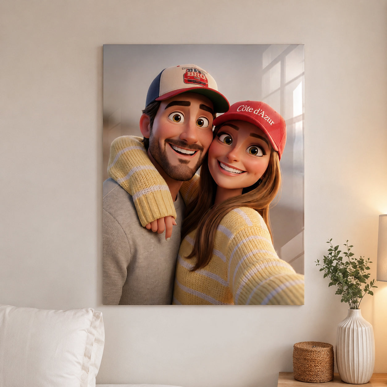 Cuadro Vertical Personalizado en Caricatura | Nuestra Aventura