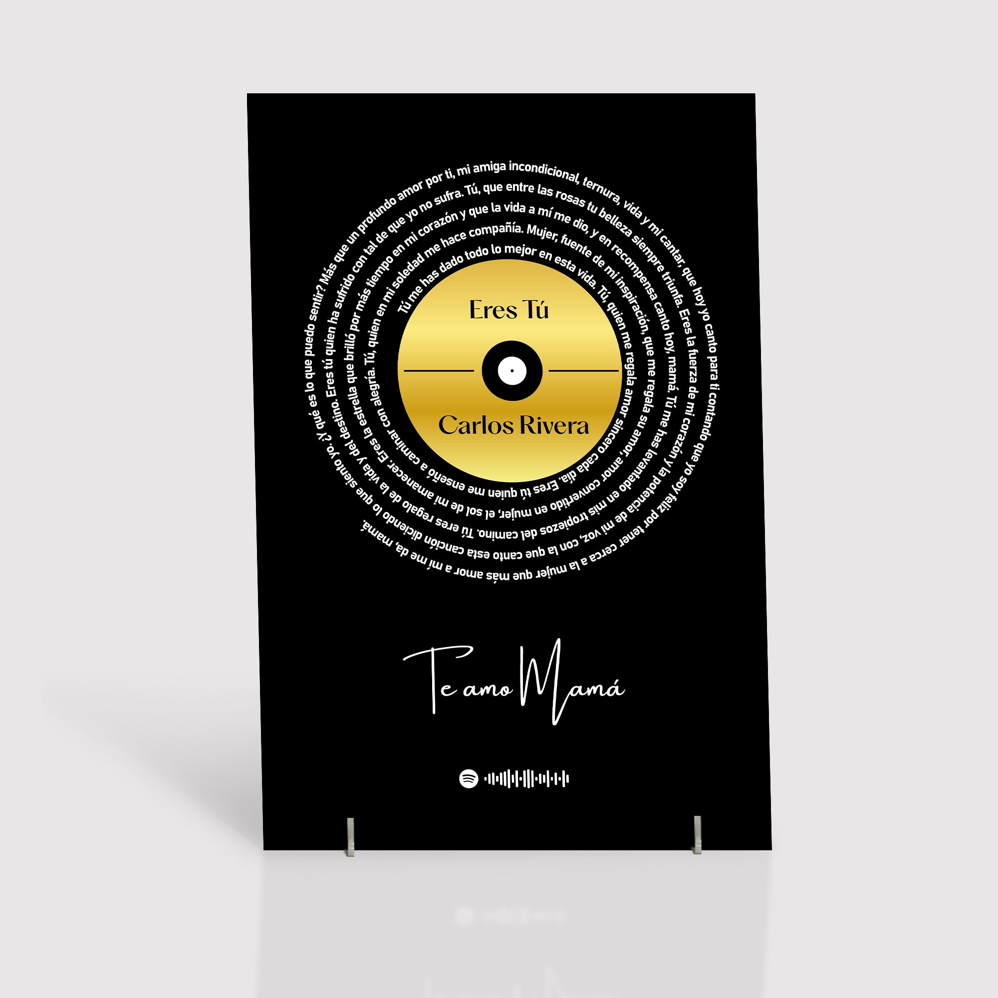 CUADRO CON LETRA CANCIÓN SPOTIFY PARA MAMÁ.