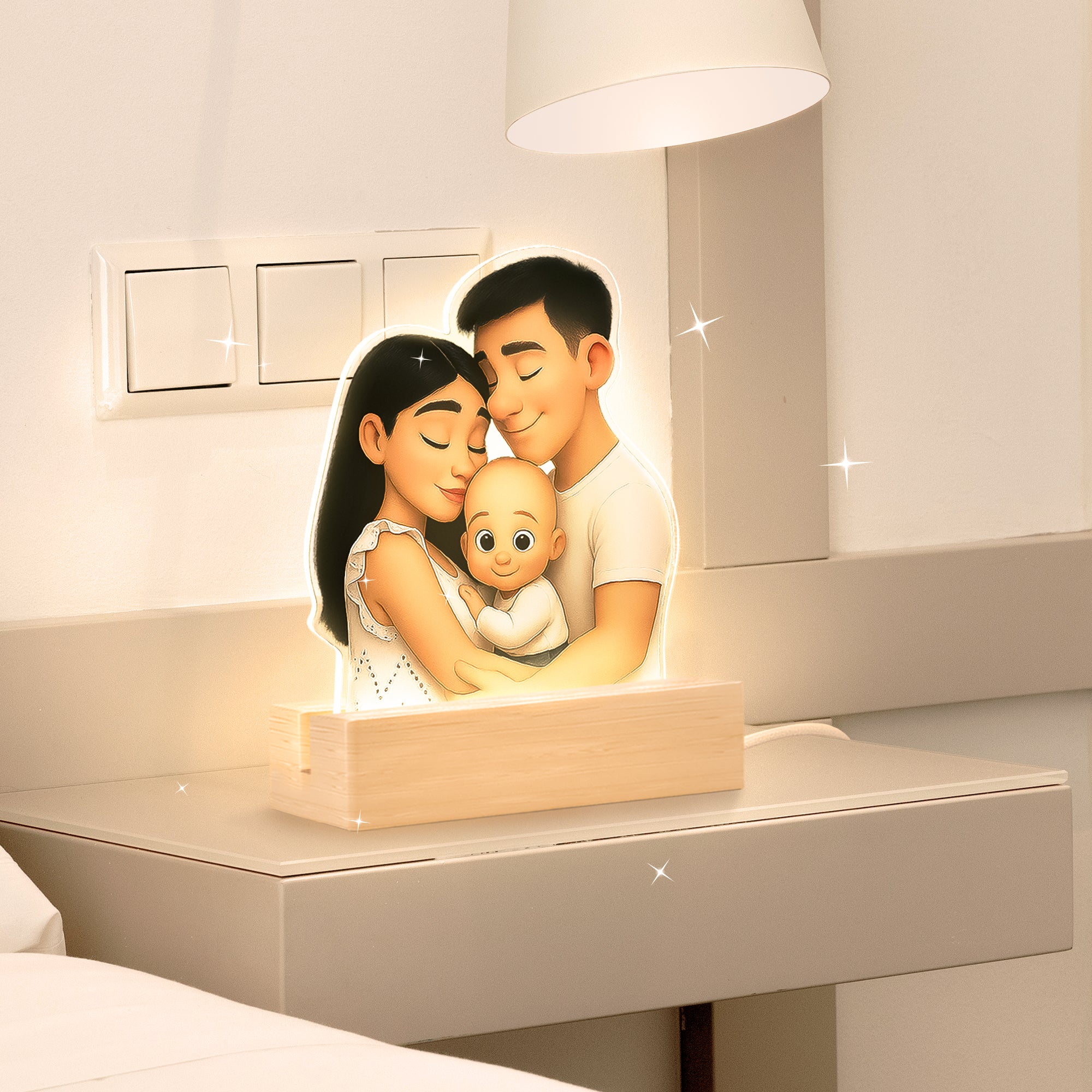 Lámpara Estilo Disney con base de madera PARA MAMÁ