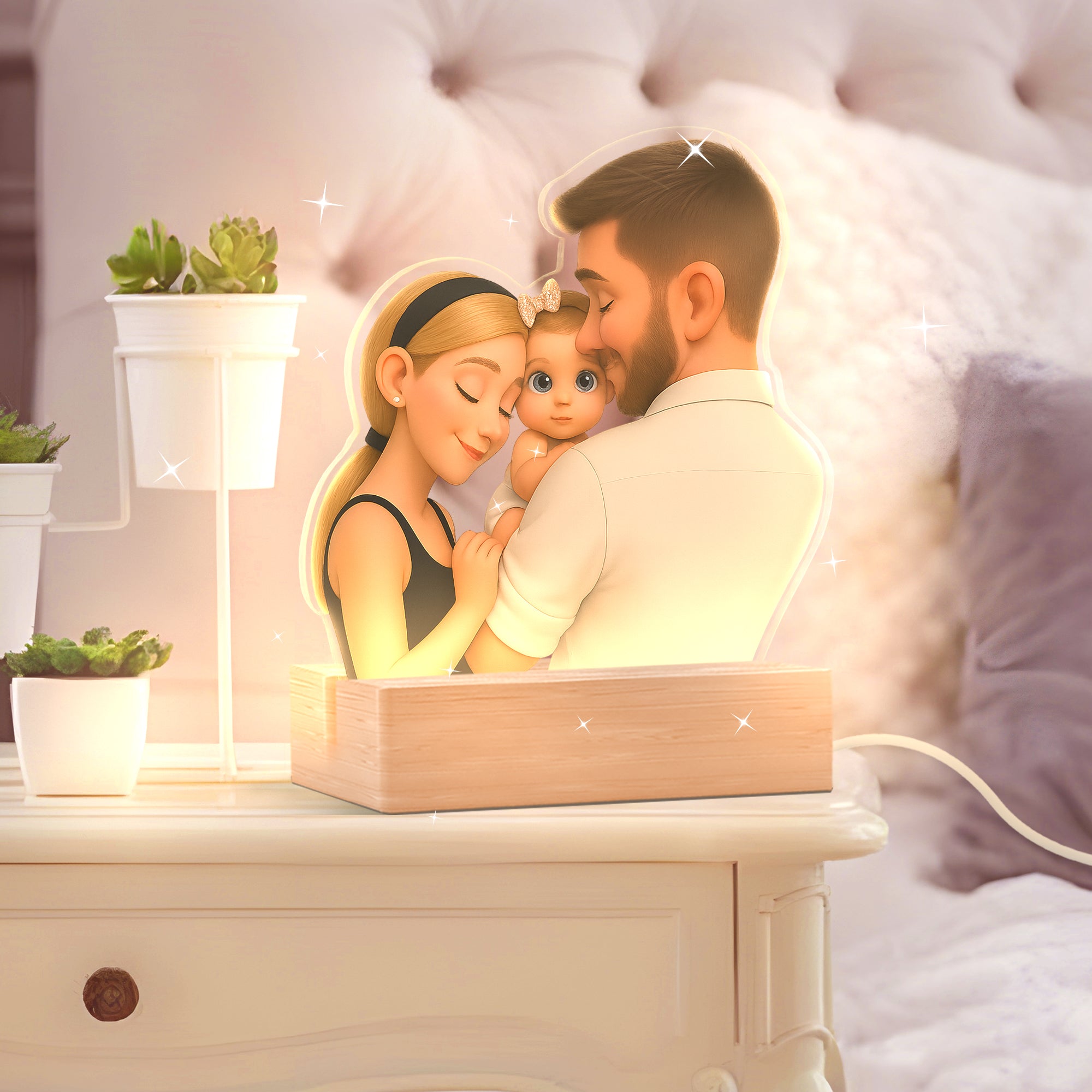 Lámpara Estilo Disney con base de madera PARA MAMÁ