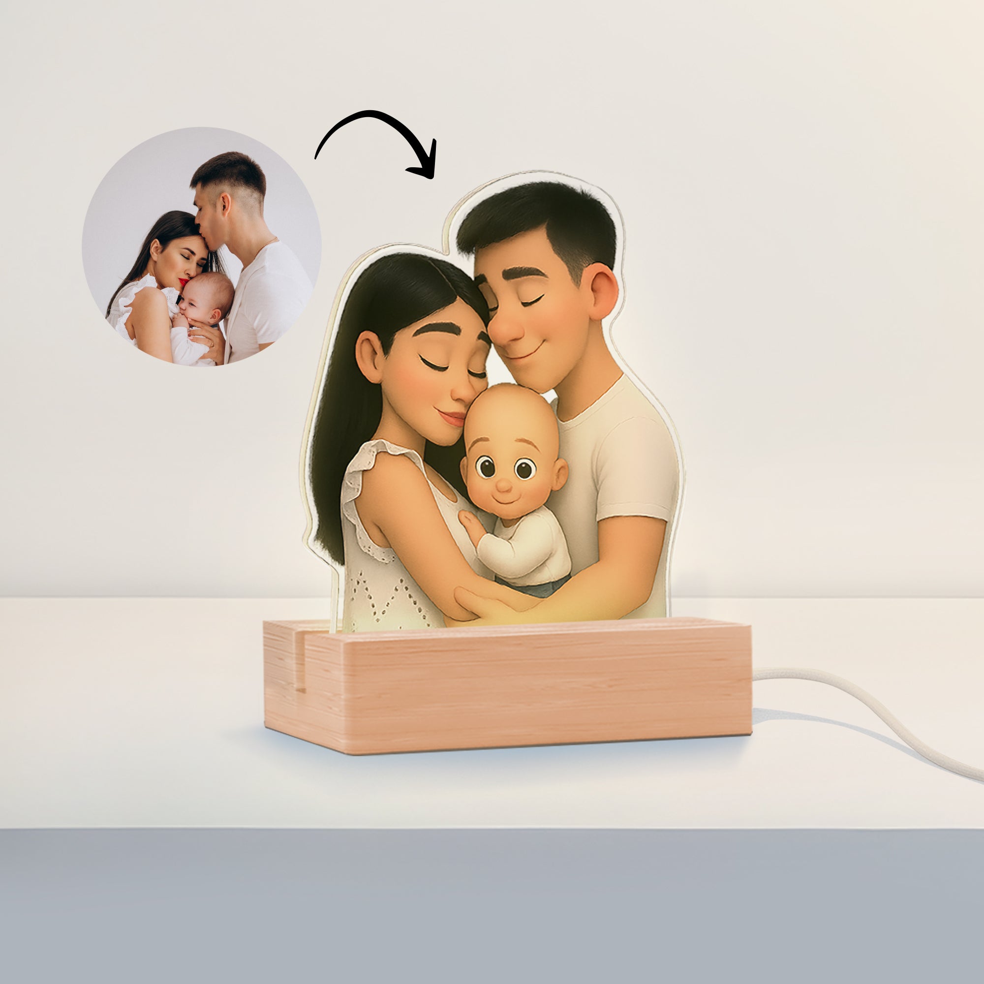 Lámpara Estilo Disney con base de madera PARA MAMÁ