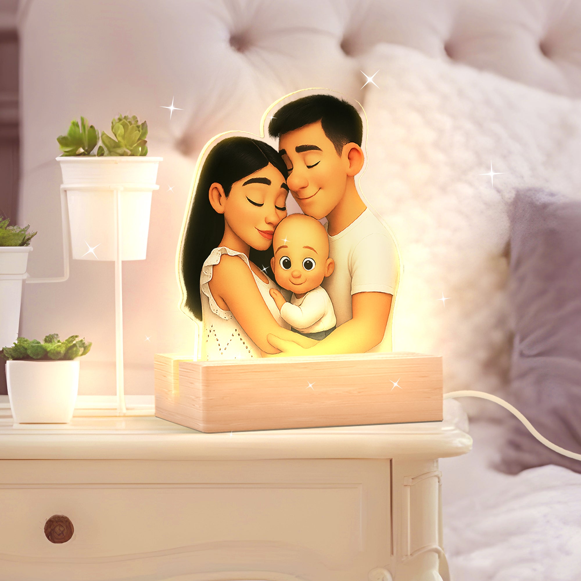 Lámpara Estilo Disney con base de madera PARA MAMÁ