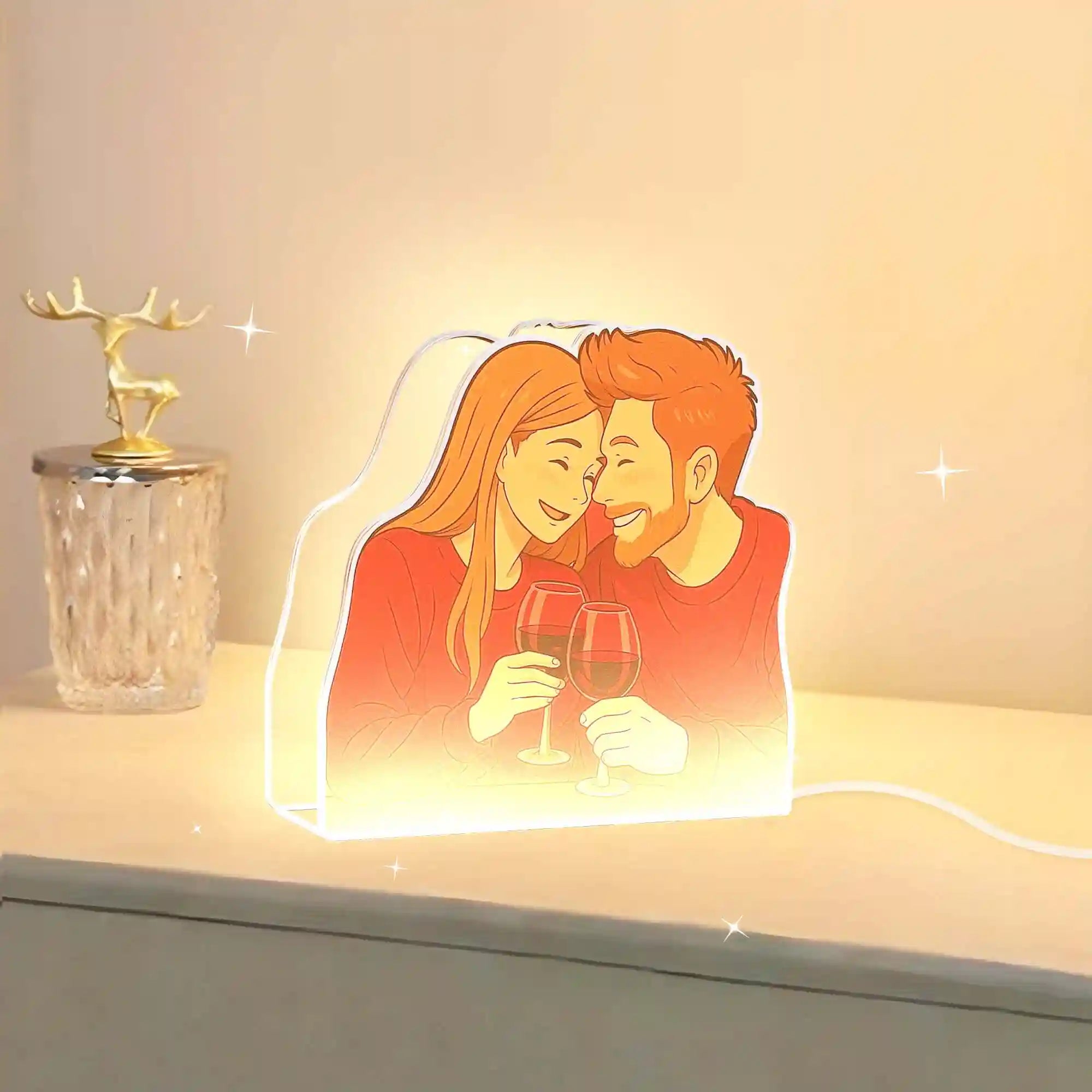 Lámpara metacrilato personalizada efecto 3D estilo Ghibli para Aniversario