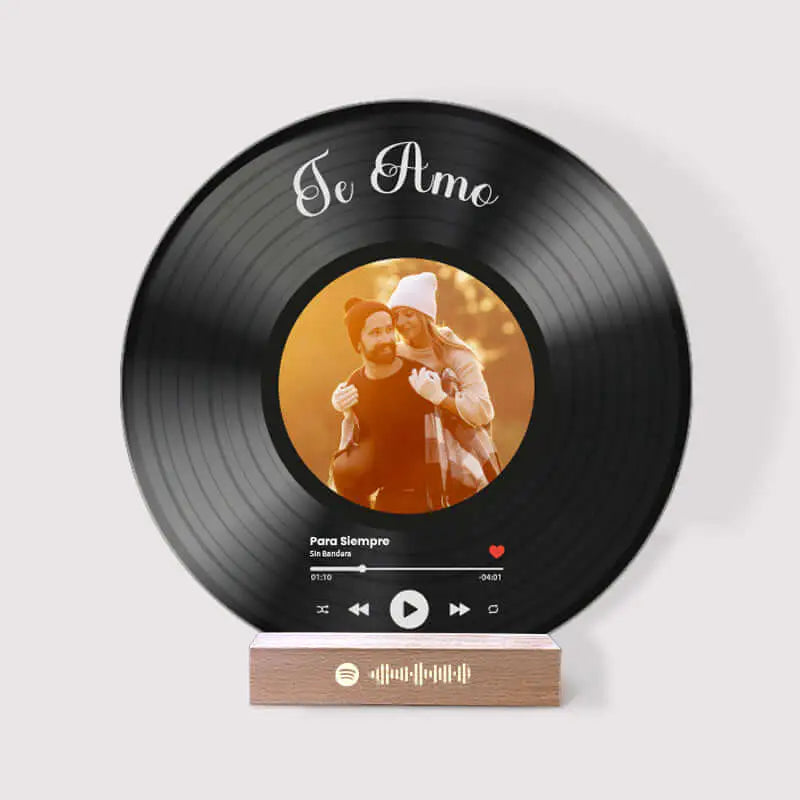 Tu disco de vinilo con tu foto y QR SPOTIFY