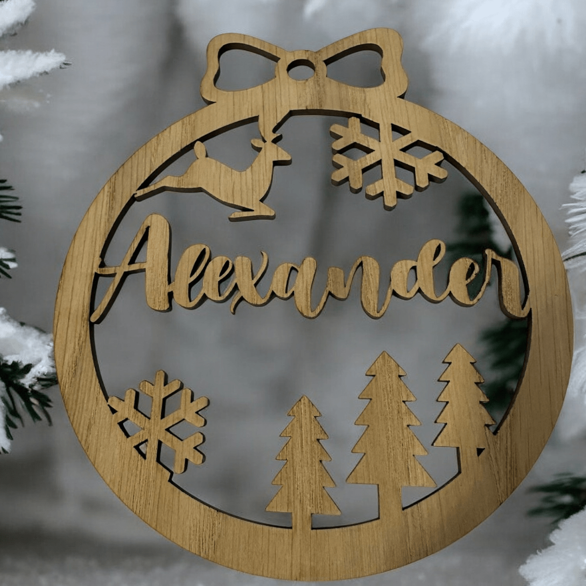 Bola Navidad personalizada Madera - Personalizaregalo.com