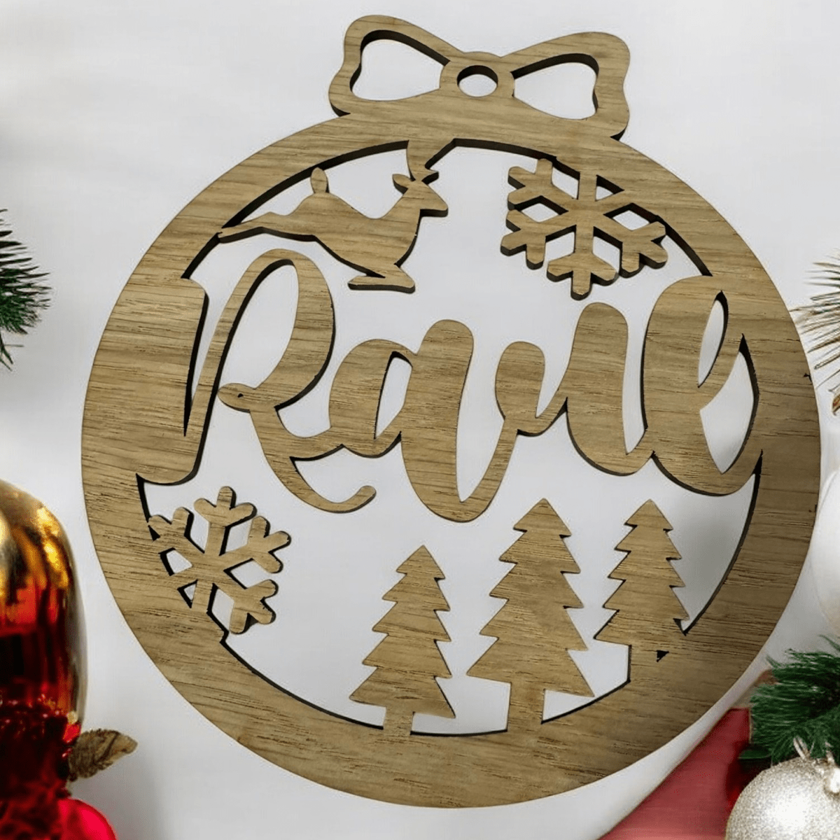 Bola Navidad personalizada Madera - Personalizaregalo.com