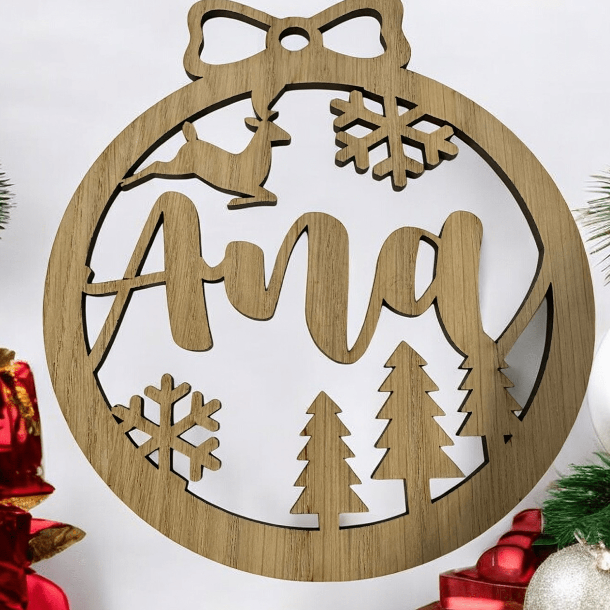 Bola Navidad personalizada Madera - Personalizaregalo.com